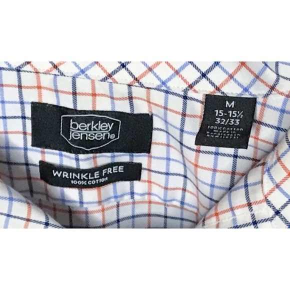 Berkley Jensen Checkered Plaid Button Down Shirt Size M 15-15 1/2 32/33 Preppy - Picture 6 of 6